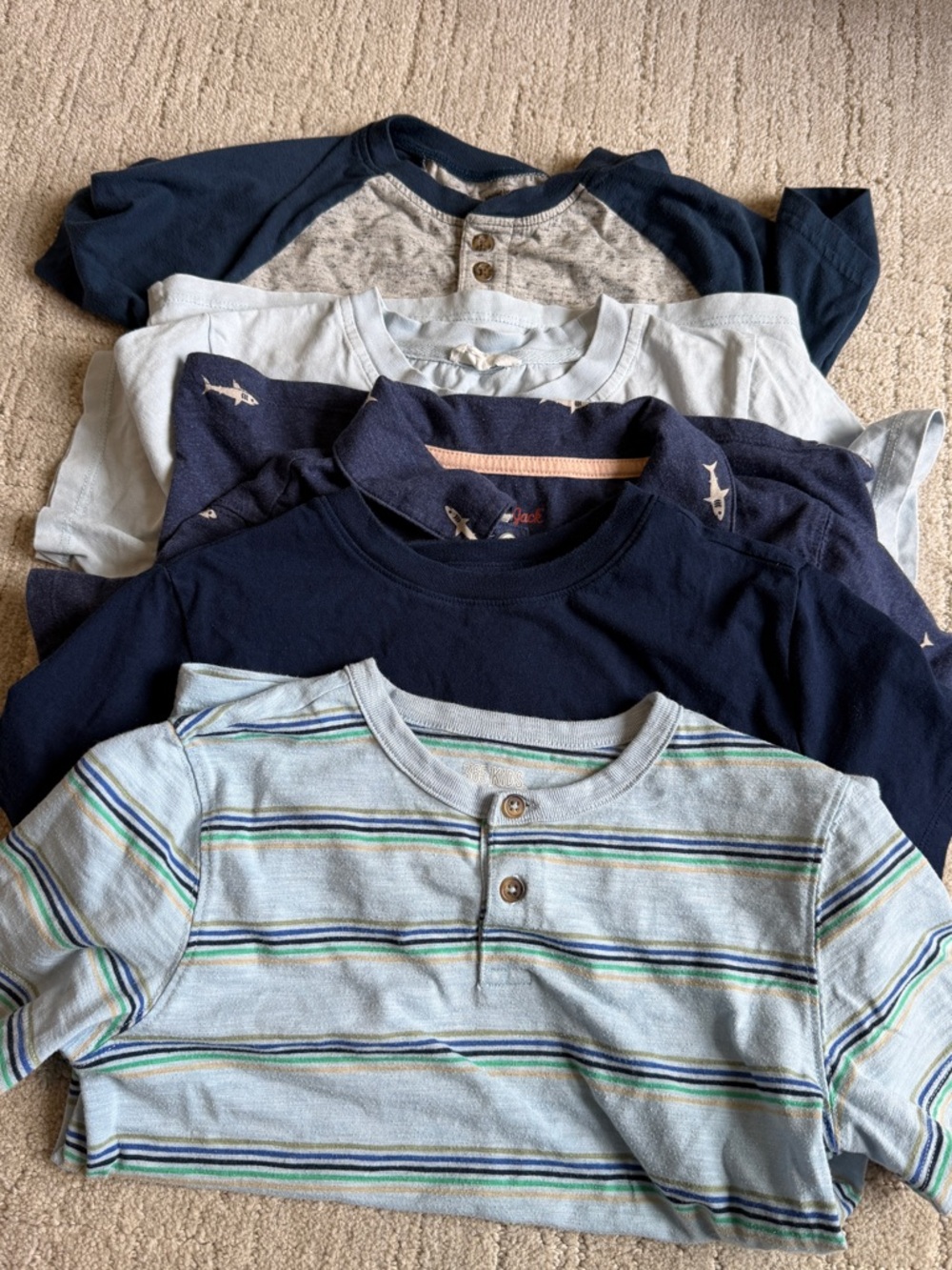 Boys' Short-Sleeve Set — Navy & Light Blue Mix
